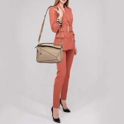 Pre Owned Loewe Brown Leather Medium Puzzle Shoulder Bag