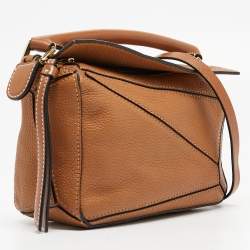 Pre Owned Loewe Brown Leather Mini Puzzle Shoulder Bag