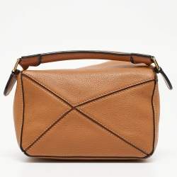 Pre Owned Loewe Brown Leather Mini Puzzle Shoulder Bag
