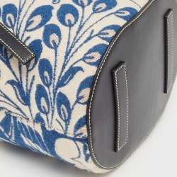 Pre Owned Loewe Blue/Brown Wool and Leather Lazo Bucket Bag