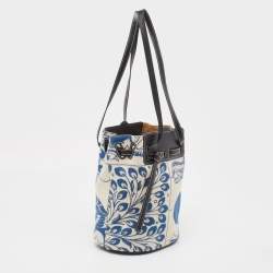 Pre Owned Loewe Blue/Brown Wool and Leather Lazo Bucket Bag