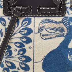 Pre Owned Loewe Blue/Brown Wool and Leather Lazo Bucket Bag