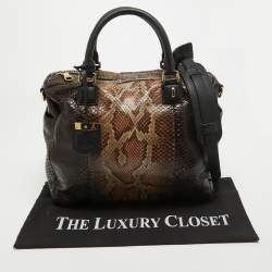 Pre Owned Loewe Black/Beige Python and Leather Amazona 75 Satchel