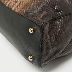 Pre Owned Loewe Black/Beige Python and Leather Amazona 75 Satchel