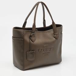 مملوكة مسبقًا حقيبة يد لويفي شوبر هيرتاج جلد بنية داكنة