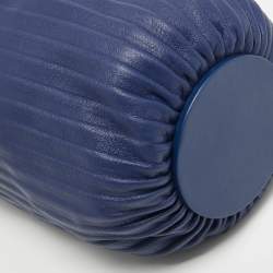 Pre Owned Loewe Blue Leather Pleated Bracelet Pouch Bag