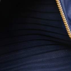 Pre Owned Loewe Blue Leather Pleated Bracelet Pouch Bag