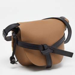 Pre Owned Loewe Beige/Black Leather Mini Gate Crossbody Bag