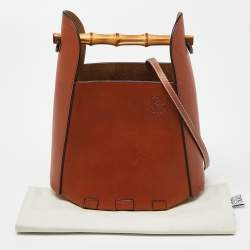 Pre Owned Loewe Brown Leather Bamboo Bucket Bag