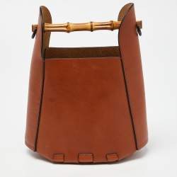 Pre Owned Loewe Brown Leather Bamboo Bucket Bag