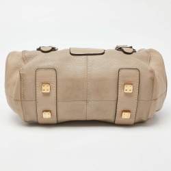 Loewe Beige Leather Buckle Flap Satchel