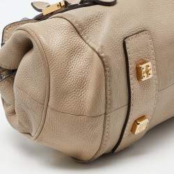 Loewe Beige Leather Buckle Flap Satchel