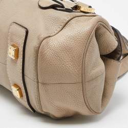 Loewe Beige Leather Buckle Flap Satchel