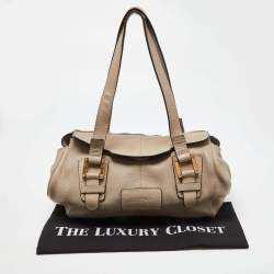 Loewe Beige Leather Buckle Flap Satchel