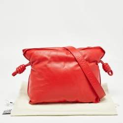 Loewe Red Leather Medium Flamenco Clutch Bag