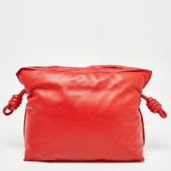 Loewe Red Leather Medium Flamenco Clutch Bag