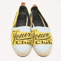 Loewe Multicolor Leather and Suede Club Logo Espadrille Flats Size 41