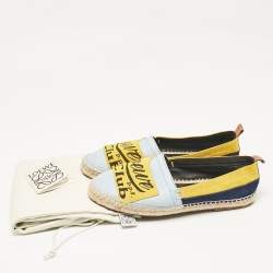 Loewe Multicolor Leather and Suede Club Logo Espadrille Flats Size 41
