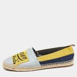 Loewe Multicolor Leather and Suede Club Logo Espadrille Flats Size 41