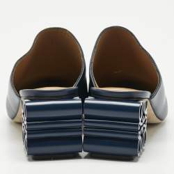 Loewe Navy Blue Leather Pointed Toe Mules Size 40