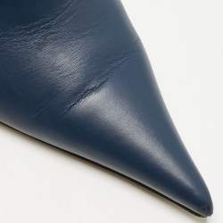 Loewe Navy Blue Leather Pointed Toe Mules Size 40