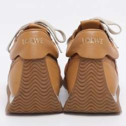 Pre Owned Loewe Brown Leather and Suede Low Top Sneakers Size 39