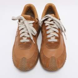 Pre Owned Loewe Brown Leather and Suede Low Top Sneakers Size 39