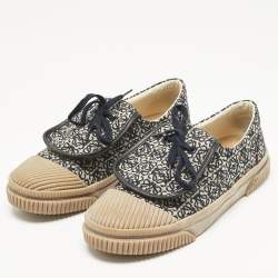 Pre Owned Loewe Black Jacquard Anagram Lace Up Sneakers Size 39