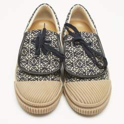 Pre Owned Loewe Black Jacquard Anagram Lace Up Sneakers Size 39