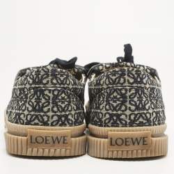 Pre Owned Loewe Black Jacquard Anagram Lace Up Sneakers Size 39