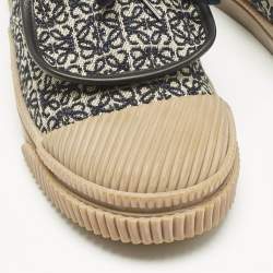 Pre Owned Loewe Black Jacquard Anagram Lace Up Sneakers Size 39