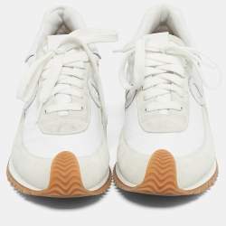 Pre Owned Loewe White Fabric, Suede and Leather Flow Low Top Sneakers Size 39