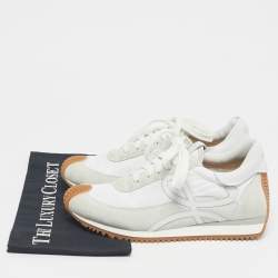 Pre Owned Loewe White Fabric, Suede and Leather Flow Low Top Sneakers Size 39