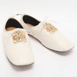 Pre Owned Loewe White Leather Anagram Derby Size 40