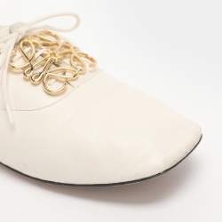 Pre Owned Loewe White Leather Anagram Derby Size 40