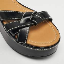 Pre Owned Loewe Black Leather Gate Platform Sandals Size 39