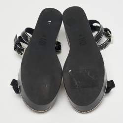 Pre Owned Loewe Black Leather Gate Platform Sandals Size 39