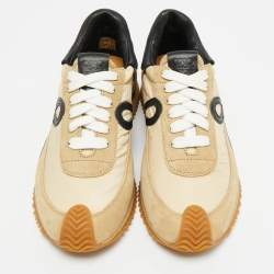 Pre Owned Loewe Beige Suede and Nylon Flow Runner Sneakers Size 36