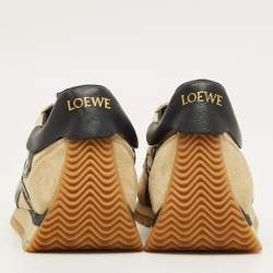 Pre Owned Loewe Beige Leather and Suede Low Top Sneakers Size 36