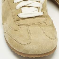 Pre Owned Loewe Brown Suede Paneled Lace Up Sneakers Size 35