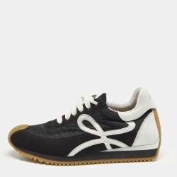 Pre Owned Loewe Flow logo Size 36 Black Nylon and Suede Lace Up Sneakers