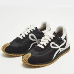 Pre Owned Loewe Flow logo Size 36 Black Nylon and Suede Lace Up Sneakers