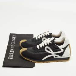 Pre Owned Loewe Flow logo Size 36 Black Nylon and Suede Lace Up Sneakers