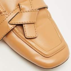 Pre Owned Loewe Knotted Gate Size 39 Tan Leather Flat Mules