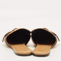Pre Owned Loewe Knotted Gate Size 39 Tan Leather Flat Mules