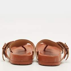 Pre Owned موديلات لويفي جلد بني شريط مسطح مقاس 37