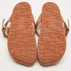 Pre Owned موديلات لويفي جلد بني شريط مسطح مقاس 37