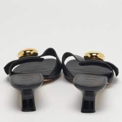 Pre Owned Loewe Pebble Size 39 Black Leather Slide Sandals