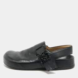 Pre Owned موديلات لويفي جلد أسود بكعب خلفي مقاس 40