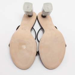 Pre Owned موديلات لويفي جلد أسود شبشب مقاس 40